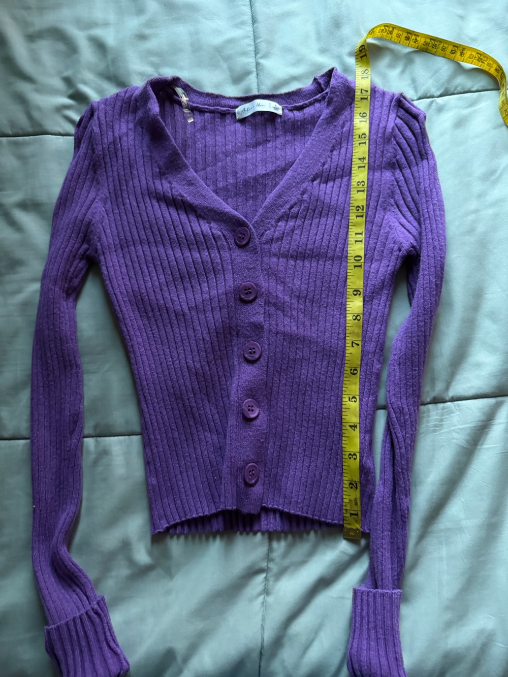 Women's Purple Ribbed Button-Front Sweater - Picture 2 of 4